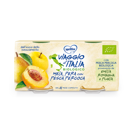 MELLIN VIAGGIO ITALIA BIO OMOGENEIZZATO MELA+PERA+PESCA PERC OCA 2 X 100 G