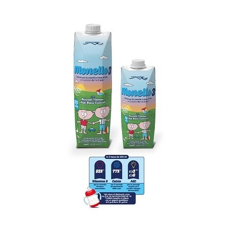 MONELLO 3 FORMULA PER LA CRESCITA A BASE DI LATTE PER BAMBINI DA 1 A 3 ANNI LIQUIDO 1 LITRO