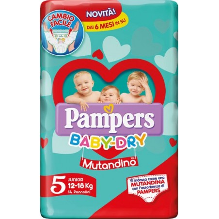 PANNOLINO A MUTANDINA PAMPERS BABY DRY JUNIOR SMALL PACK 14PEZZI