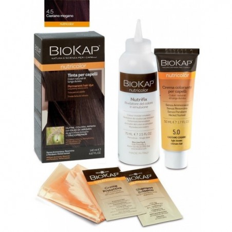 BIOKAP NUTRICOLOR 4,5 CASTANO MOGANO TINTA TUBO + FLACONE