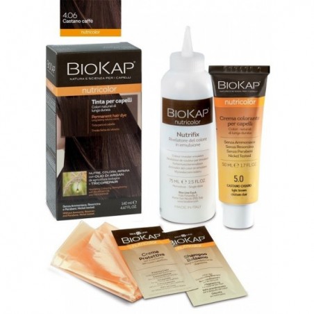 BIOKAP NUTRICOLOR 4,06 NEW CASTANO CAFFE' TINTA TUBO + FLACONE